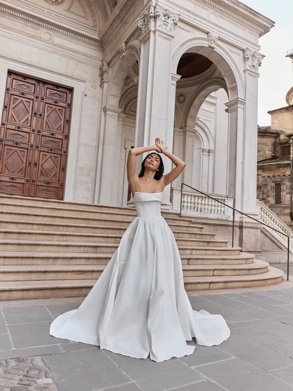 Truvelle Dahlia Wedding Dress – Size 2 – Mikado Silk, Corset, Grand Cathedral